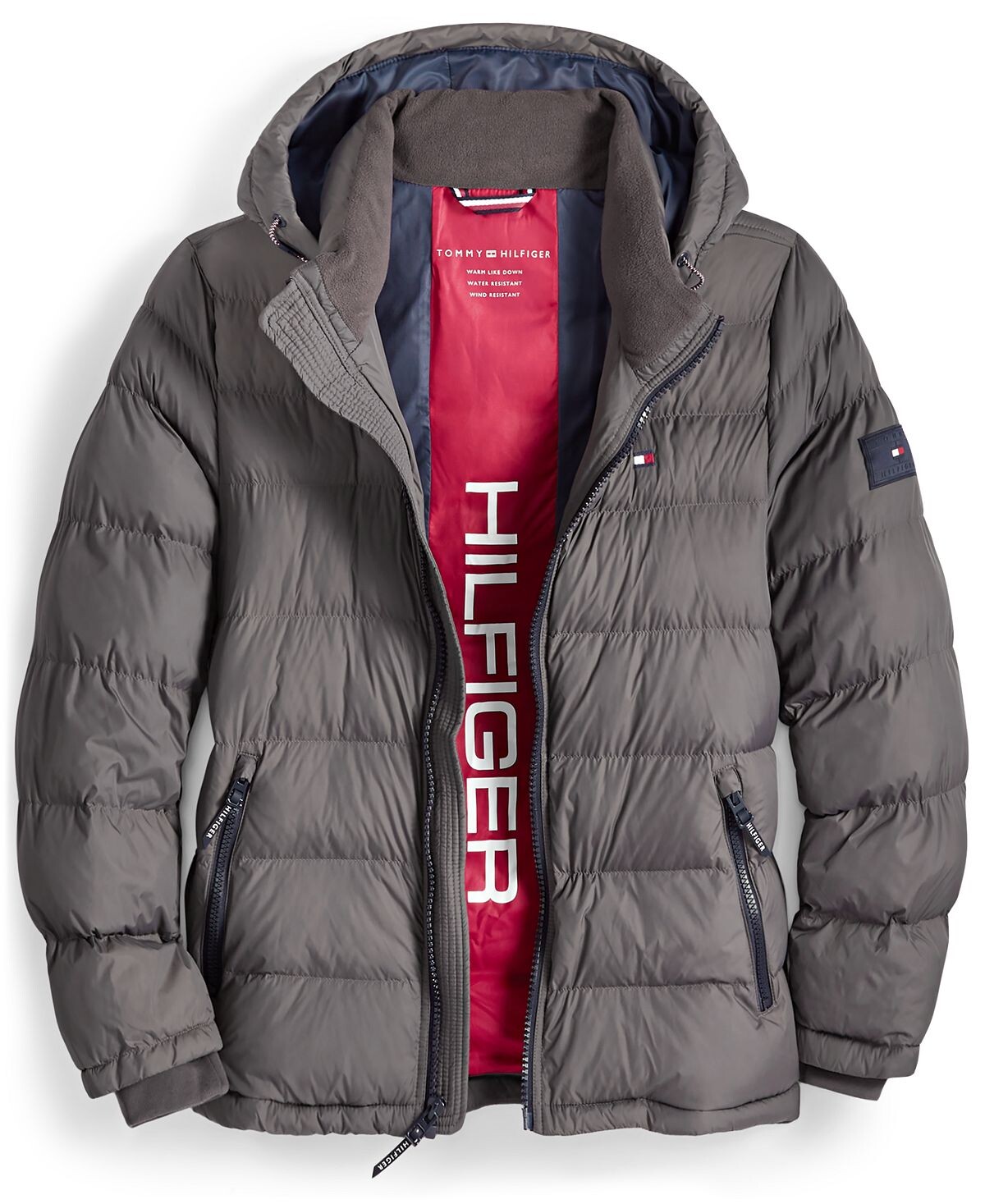 

Мужской стеганый пуховик Tommy Hilfiger, угольный, Серый, Мужской стеганый пуховик Tommy Hilfiger, угольный