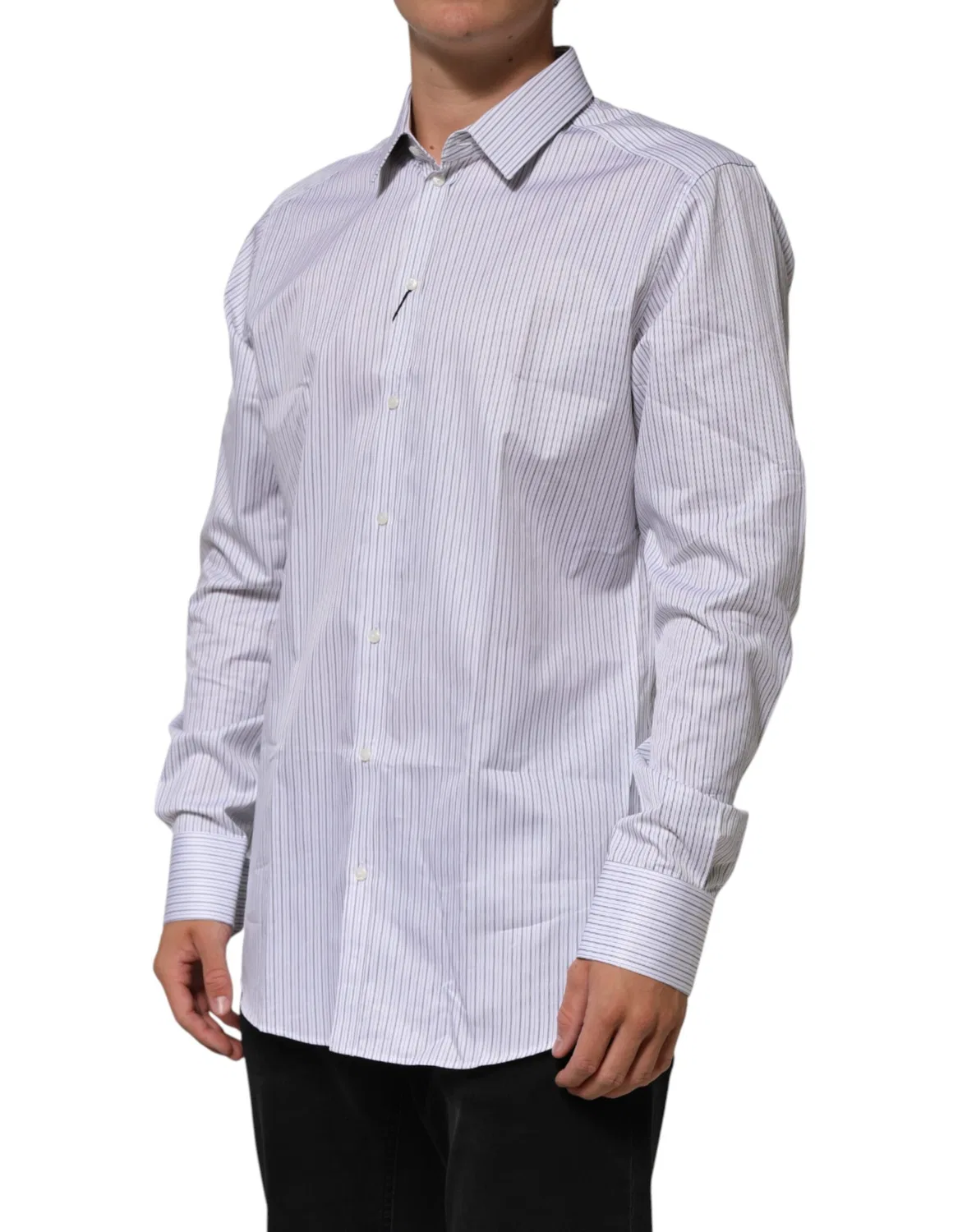 Мужская рубашка с длинным рукавом с принтом полоски GOLD Dress Shirt Dolce & Gabbana, White — фото 3