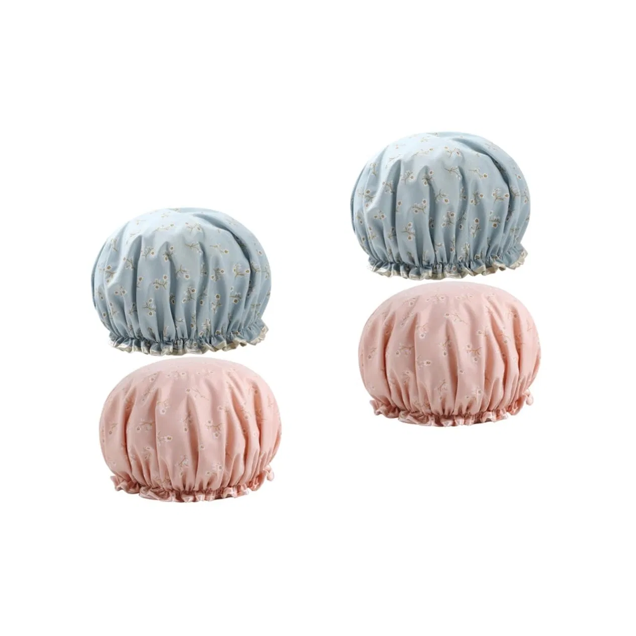 Шапочка для душа двойная, FRCOLOR, комплект 4 шт, 27x11x3 см, Blau+Rosa