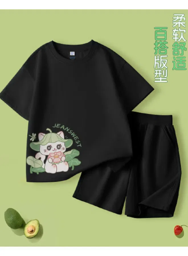 Комплект одежды для девочек с коротким рукавом, модель Sportswear, Jeanswest, черный