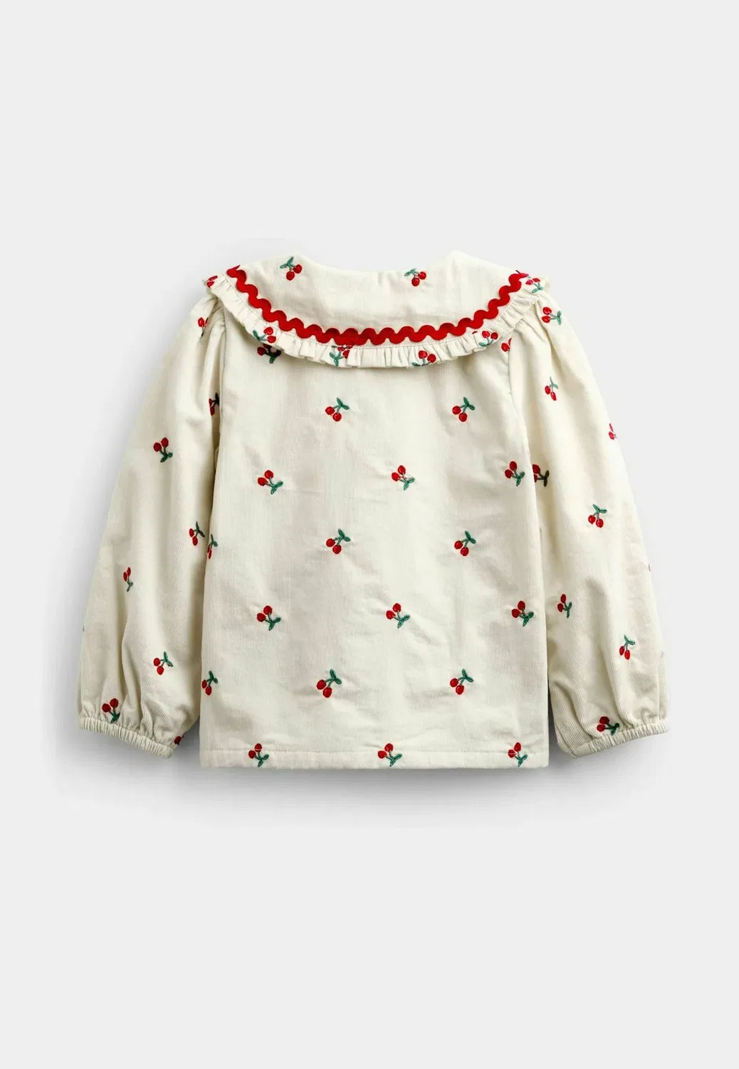 Блузка из вышитого вельвета - блузка на пуговицах Jojo Maman Bébé, Cream Cherry — фото 2