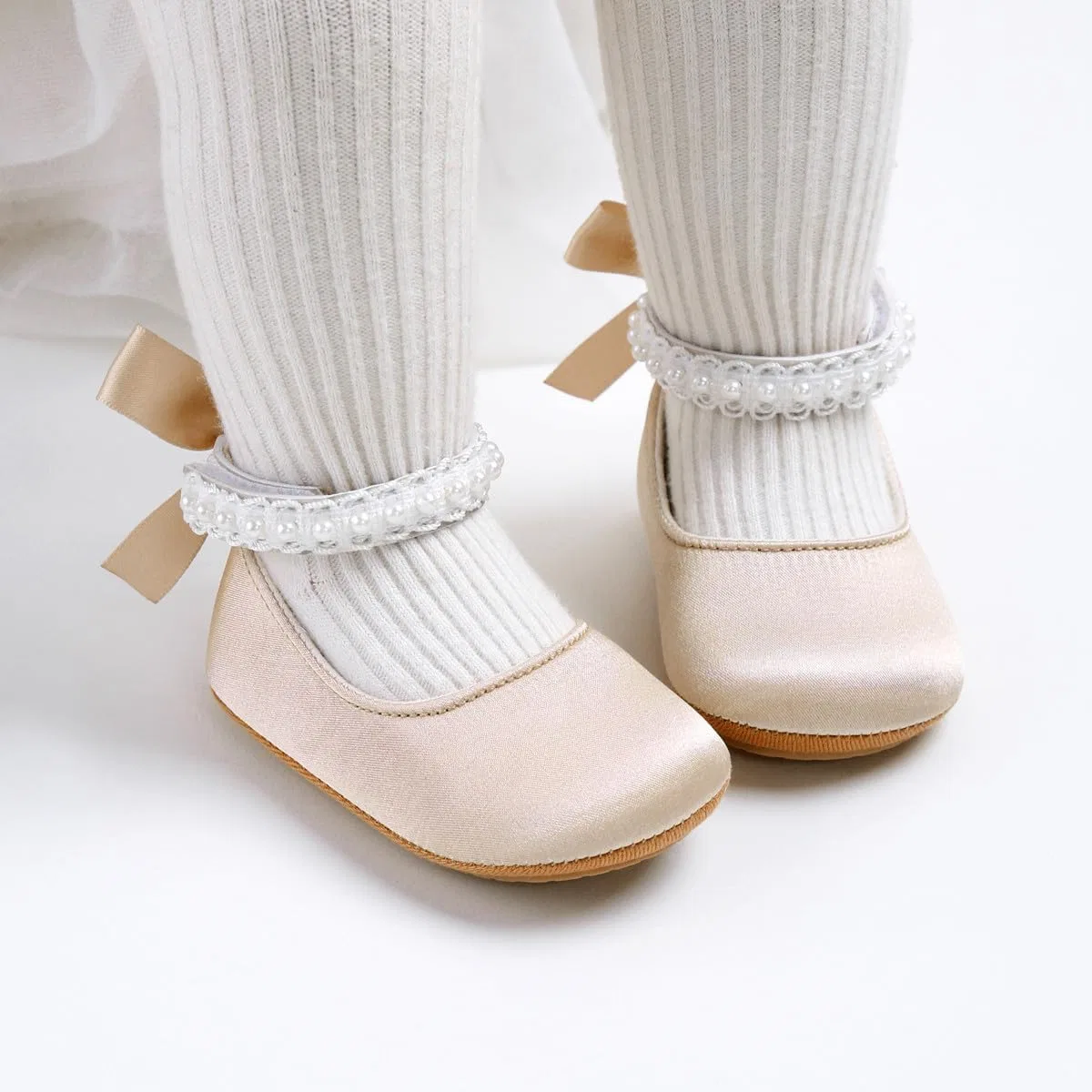 Детские туфли Мэри Джейн для девочек с бантом GDSDYM, Beige — фото 2