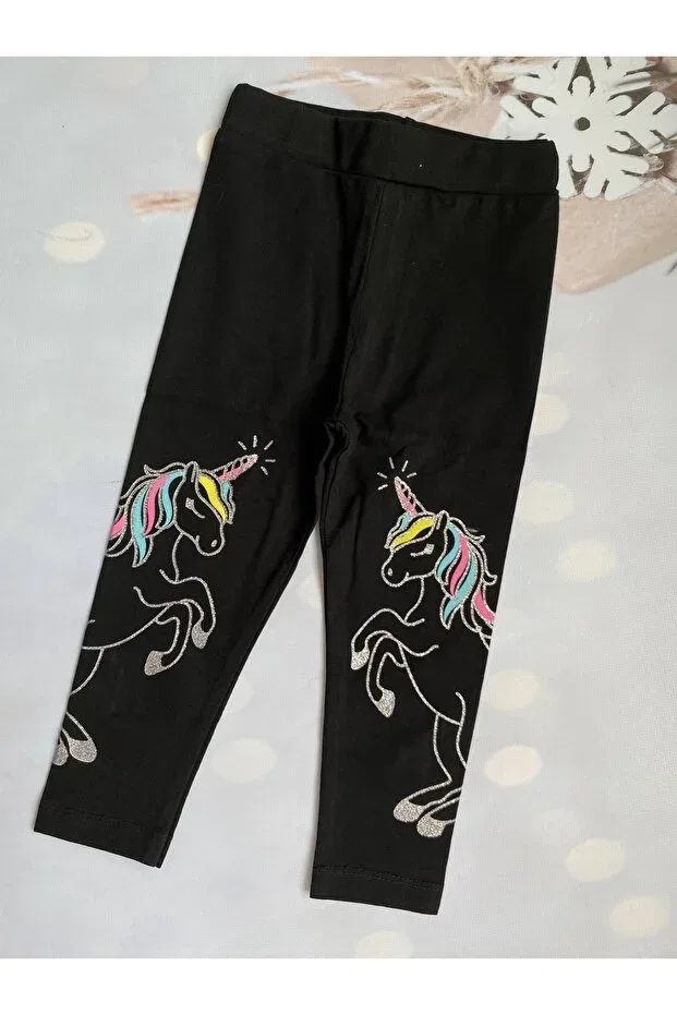 Детские леггинсы для девочек с принтом Mini Kids Baby, Dark Black