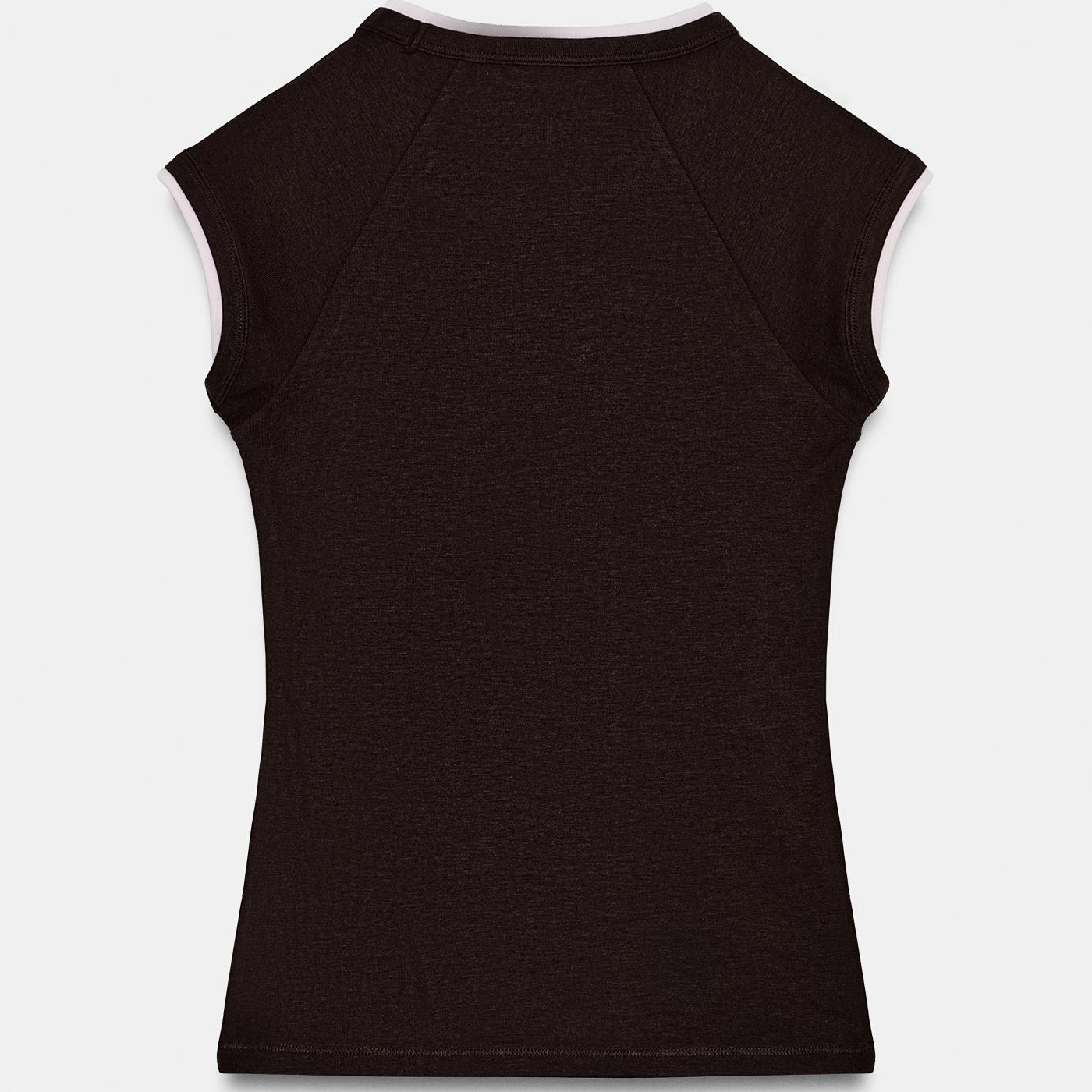 Футболка Zara Double Short Sleeve Effect, шоколадный — фото 3