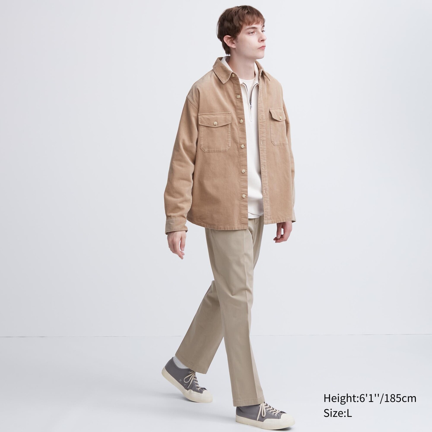 

Брюки UNIQLO Smart из хлопка удлиненные, бежевый