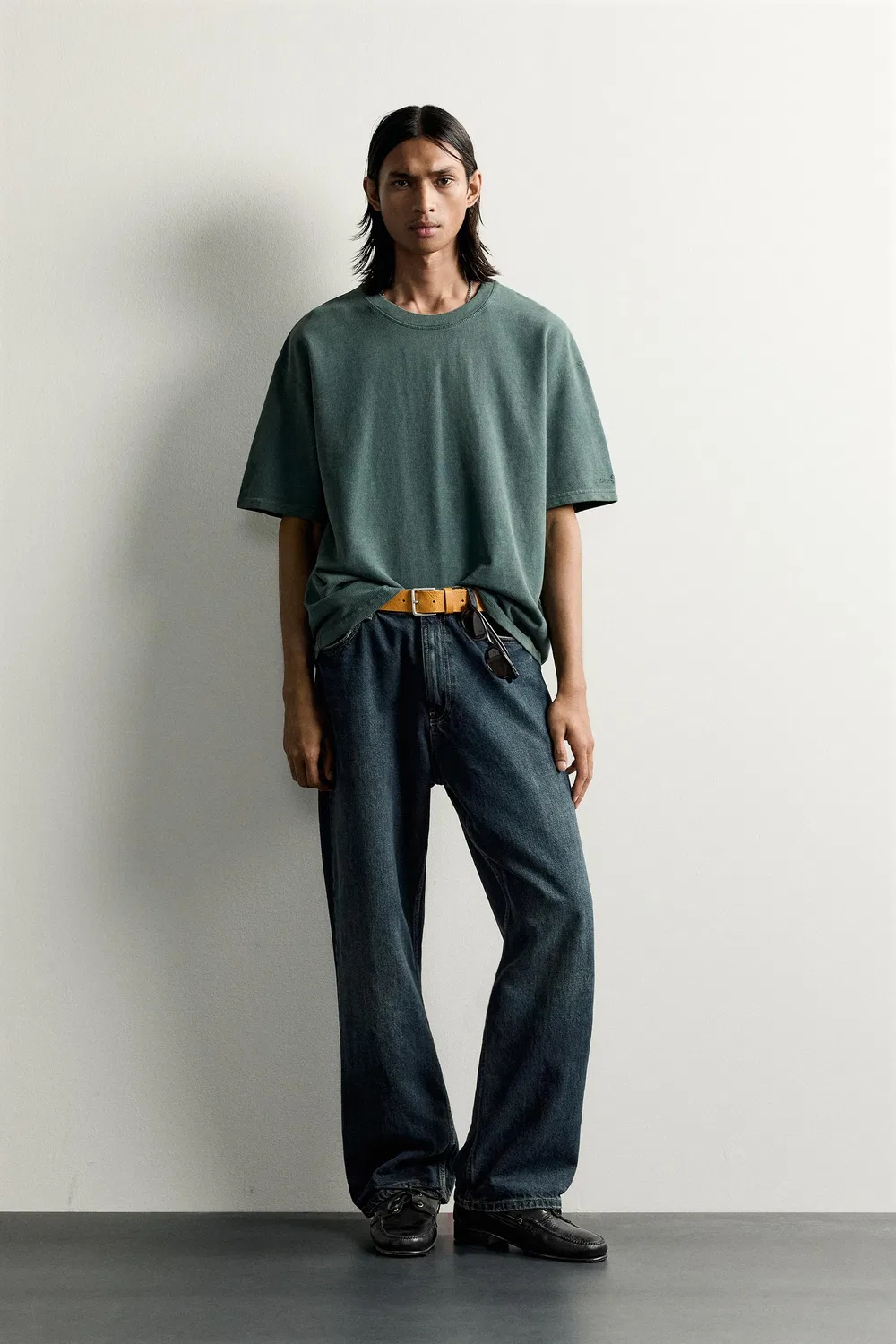 Футболка из фактурной трикотажной ткани с эффектом потертости ZARA, Green