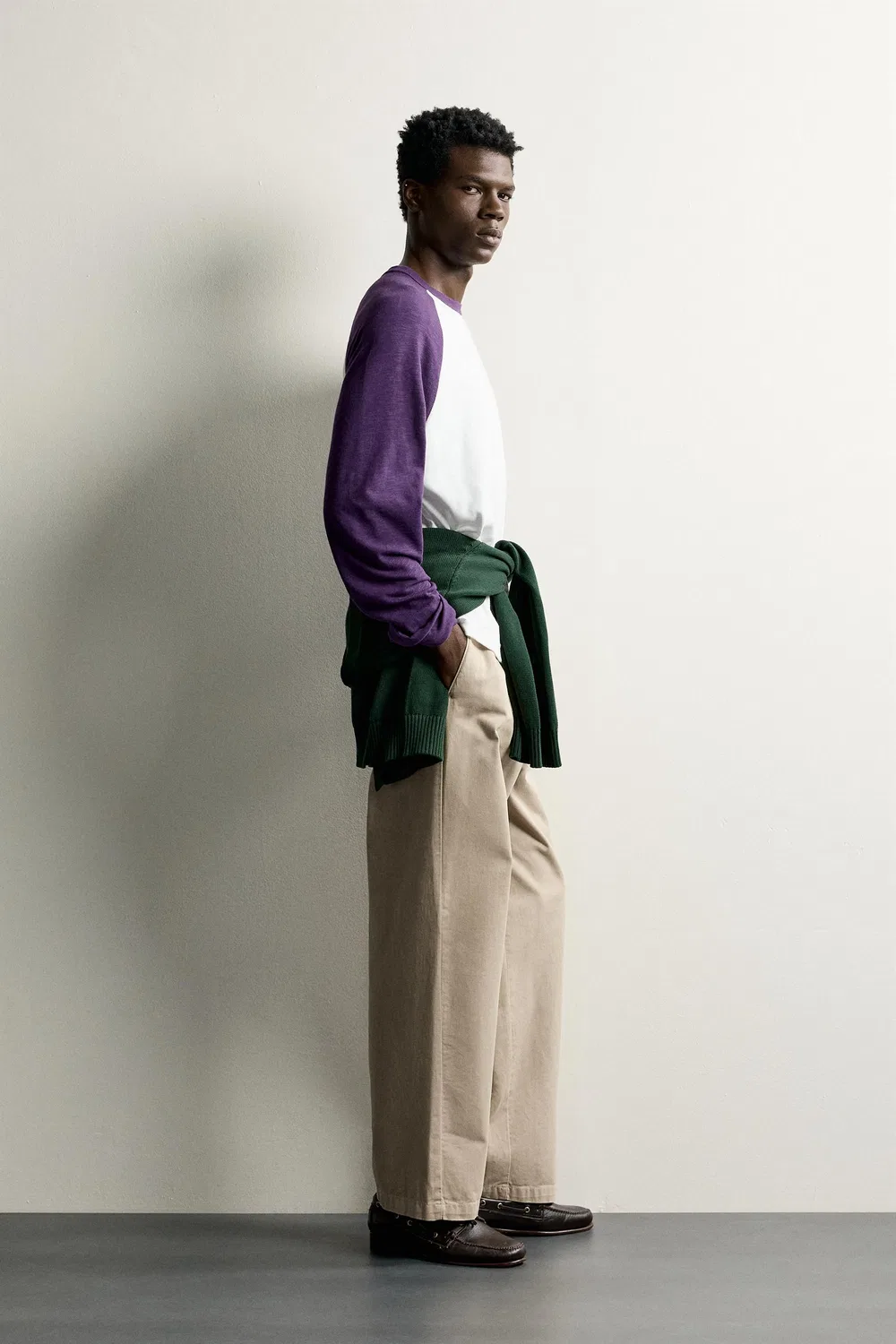 Футболка с цветовыми блоками, стандартного кроя. ZARA, Violet — фото 4