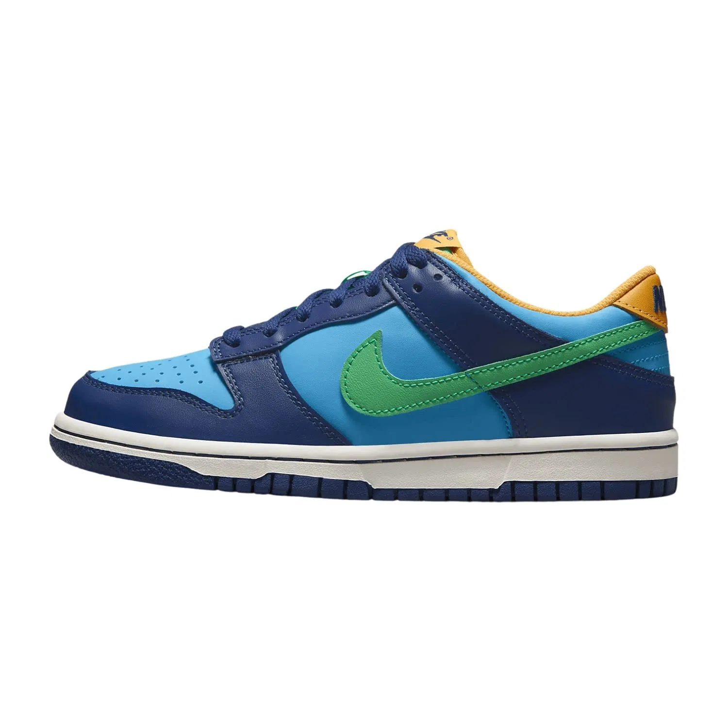 Детские кроссовки для мальчиков с низким верхом Dunk NIKE, Baltic Blue Electric Seaweed Deep Royal Orange Laser