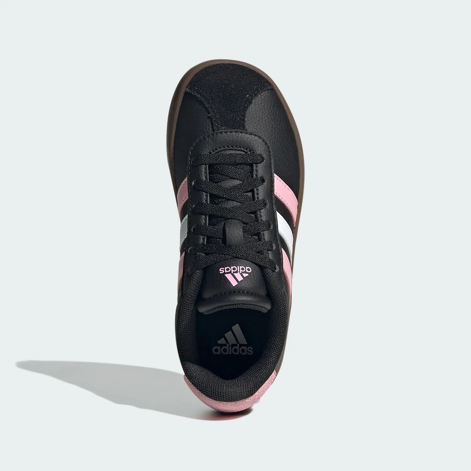 Детские кроссовки из замши VL Court 3.0 Kids Adidas, Schwarz Rosa Weiss — фото 2