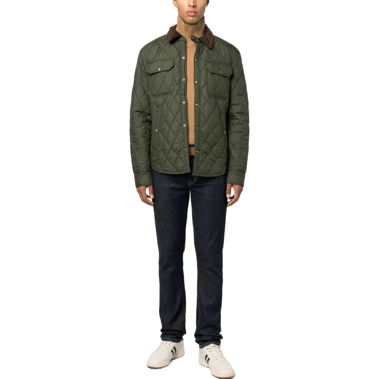 Мужская куртка стеганая с логотипом Polo Ralph Lauren, Olive Green — фото 3