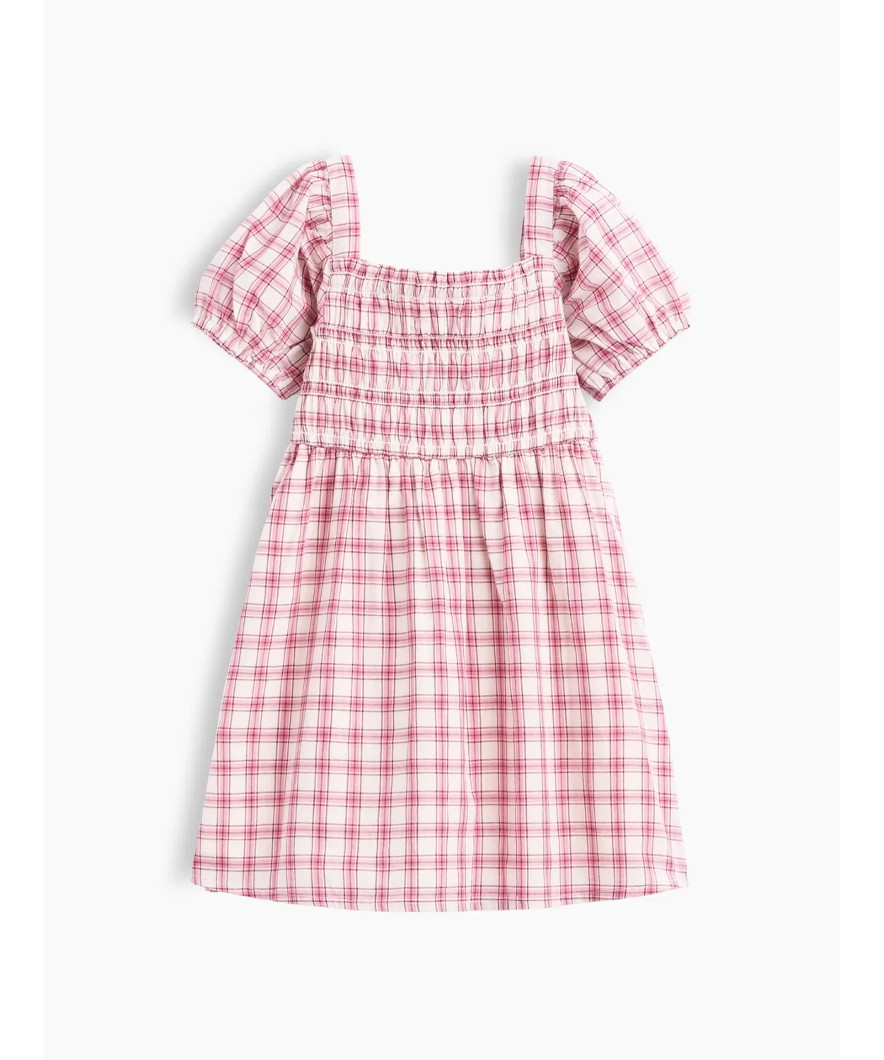 Детское платье для девочек с рюшами и цветочной вышивкой Smocking Gather Plaid GAP, Pink — фото 3