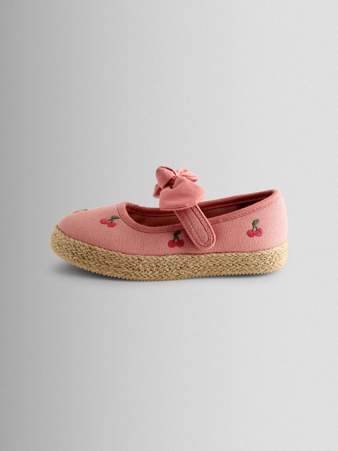 Туфли балетки с бантом и вишней Jojo Maman Bébé, Salmon Pink Cherry — фото 4