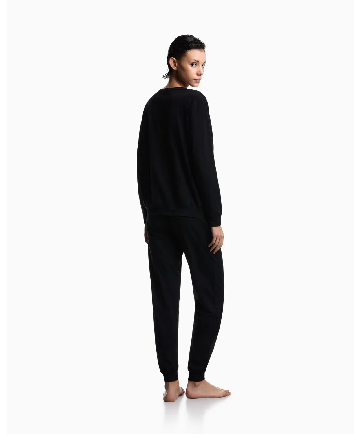 Женский комплект пижамы с длинным рукавом модель Emporio Armani EMPORIO ARMANI, Черный — фото 3