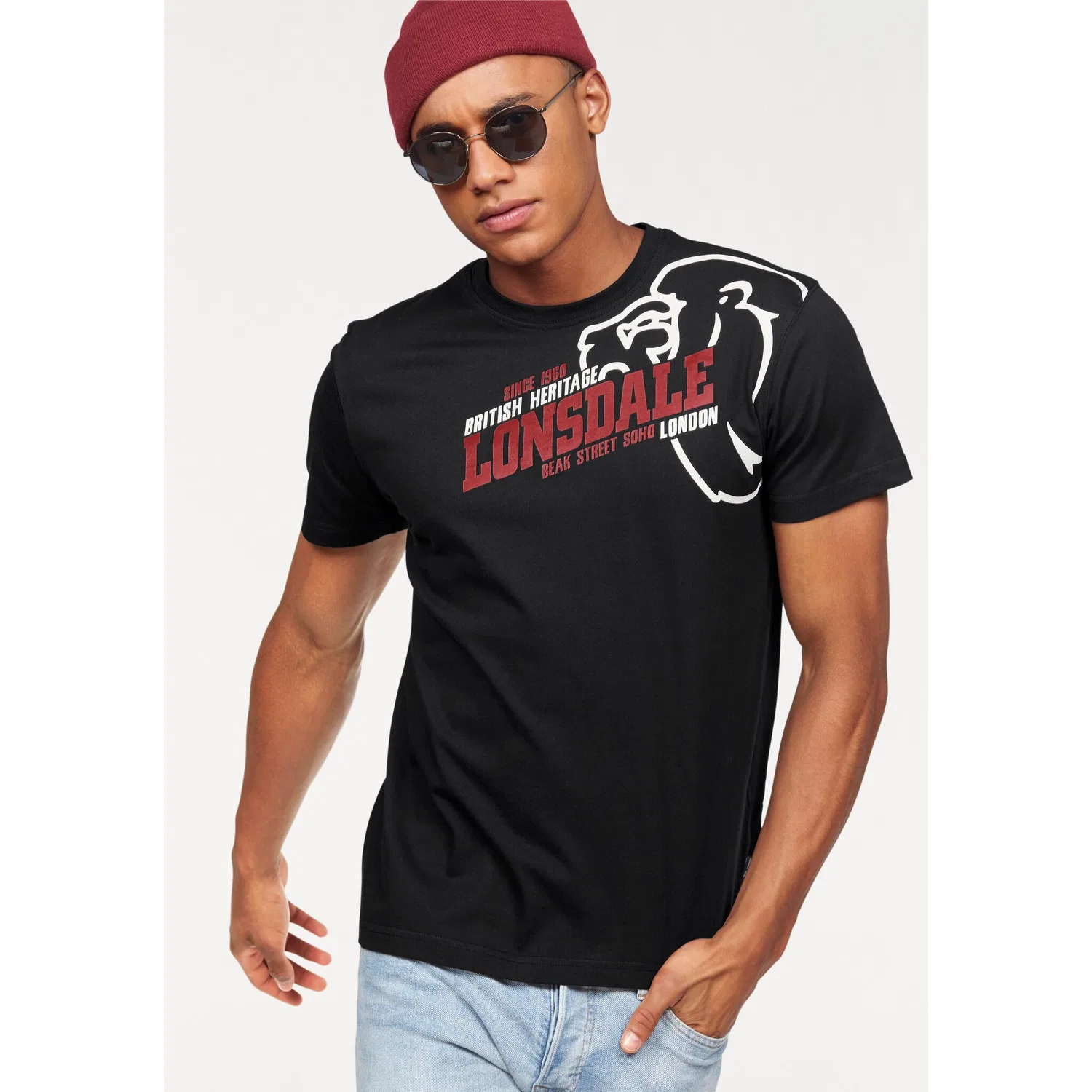 Детская футболка с круглым вырезом и принтом Lonsdale, Black