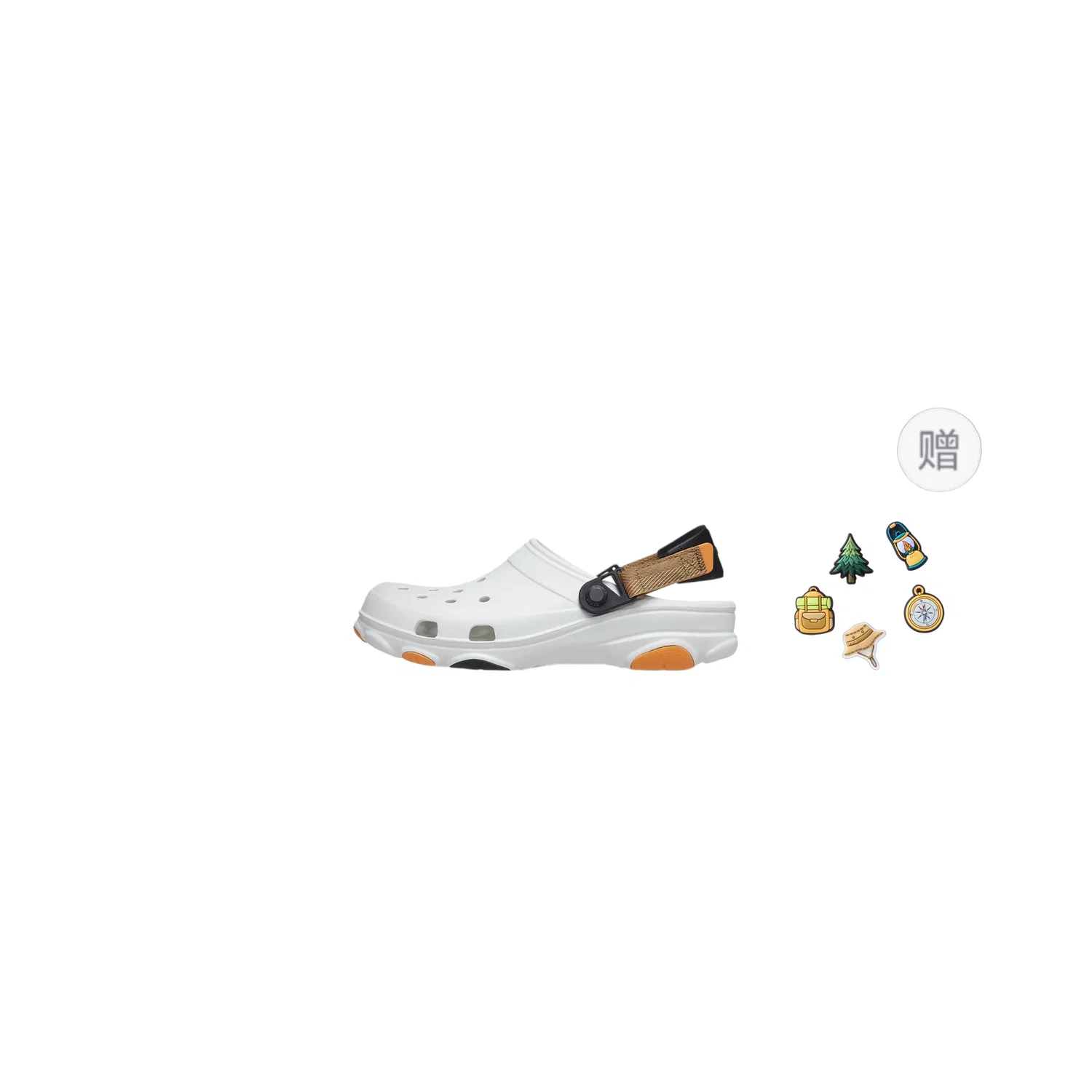 Crocs Детские шлепанцы-клоги с ремешком, Croslite, White Orange