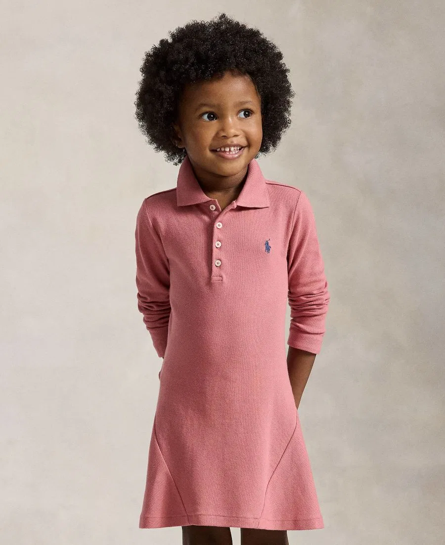 Платье-поло из стрейч-сетки с длинным рукавом Polo Ralph Lauren, Canvas Pink — фото 2