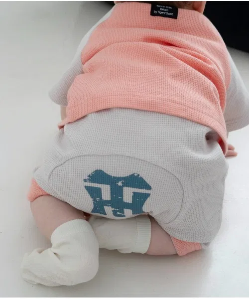 Детские штаны для малышей вафельные с принтом, модель Hanshin Tigers, babybaby, Pink