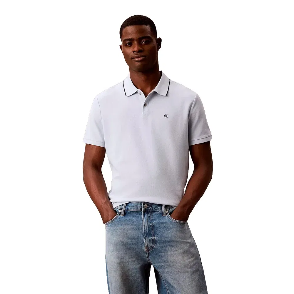 Свитер поло с коротким рукавом Pique Classic Calvin Klein, белый