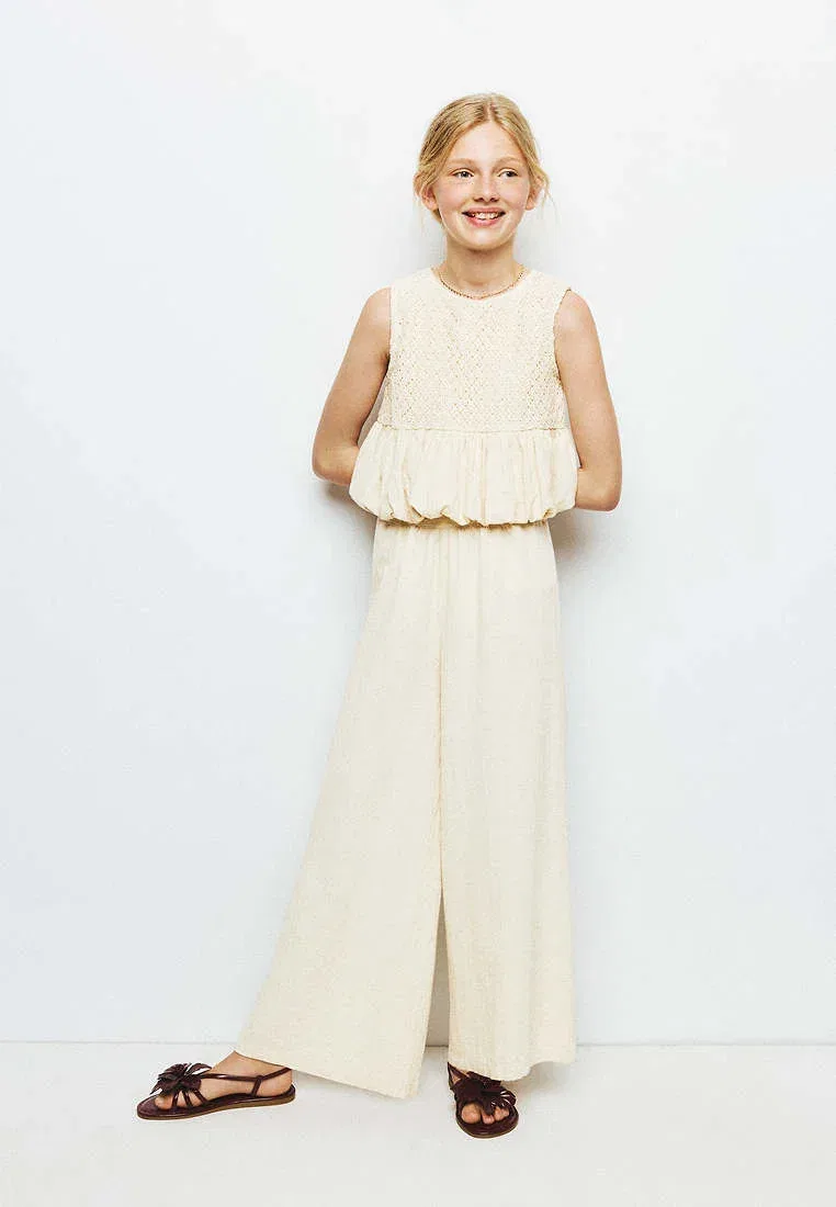 Детский - штаны Mango Kids, Off-White