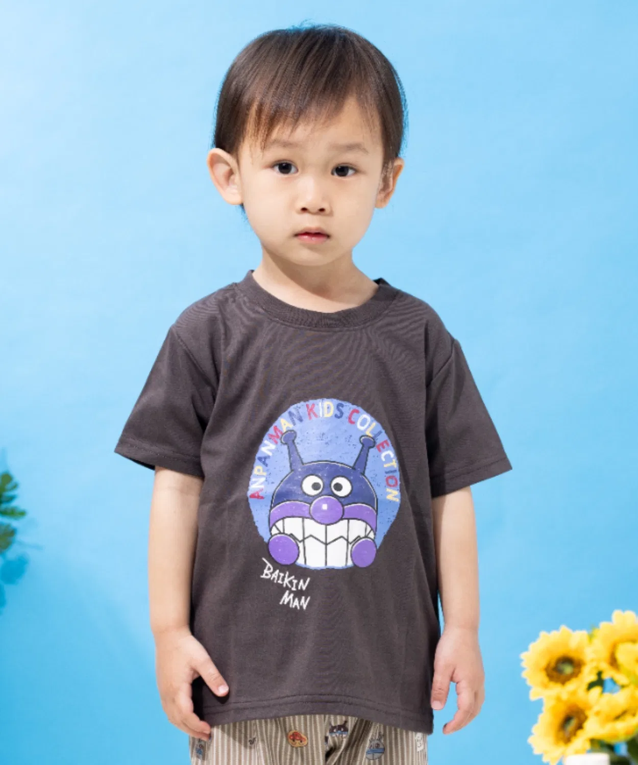 Детская футболка с принтом Baikinman Kokinchan ANPANMAN KIDS COLLECTION, Black