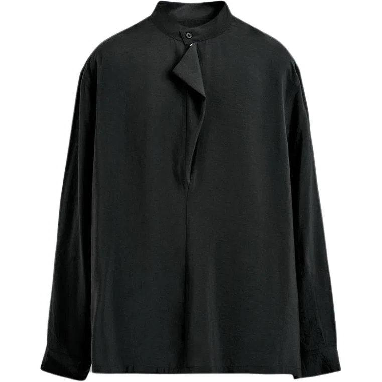 Мужская рубашка с воротником-стойкой Black ZARA, Black