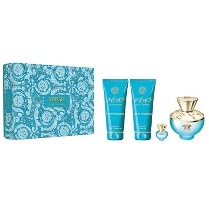 Набор парфюмерный Versace Dylan Turquoise Pour Femme, 100 мл + 100 мл + 100 мл + 5 мл