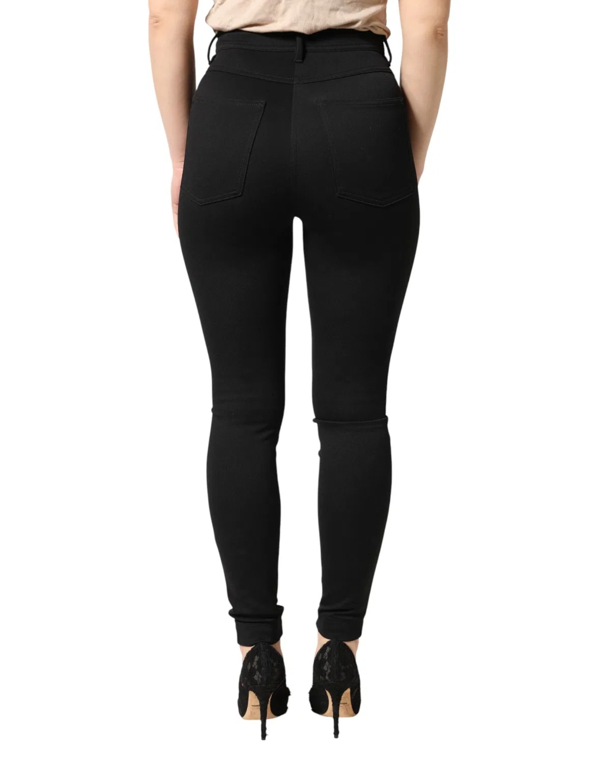 Женские брюки-скинни с высокой посадкой на молнии Skinny pants Dolce & Gabbana, черный — фото 4