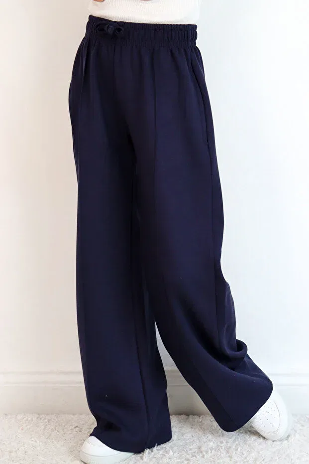 Детские спортивные штаны для девочек с широкими штанинами Breeze, Navy Blue — фото 4