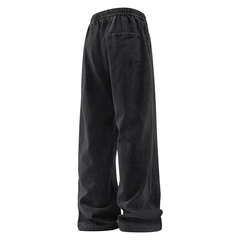 Детские джинсы прямого кроя Classic Washed Soft Cotton Skin-Friendly Black Gray (Hope Label Pants Logo), MINISO, Черный Серый — фото 3