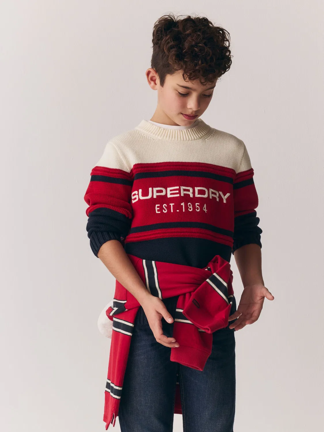 Джемпер с кабельным узором, Navy/Red Superdry