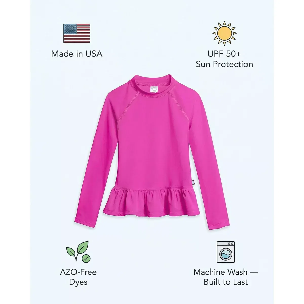 Детская рубашка для плавания с длинным рукавом City Threads, Hot Pink — фото 4