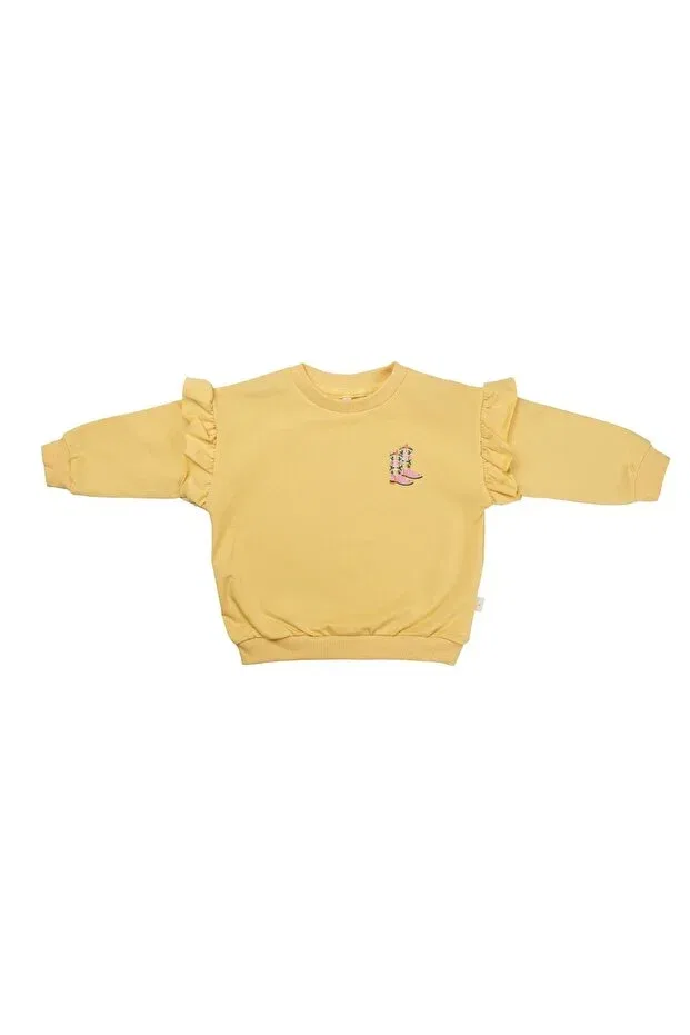 Детские свитшот с воланами для девочек Miela Kids, Light Yellow — фото 2