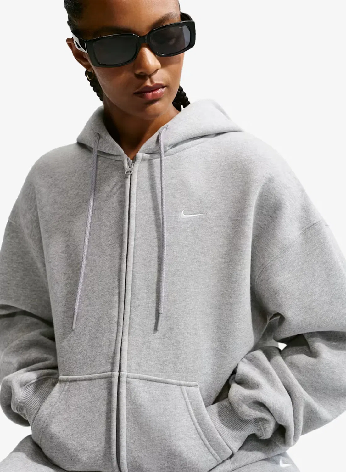 Худи оверсайз из флиса средней плотности Nike, темно-серый — фото 3