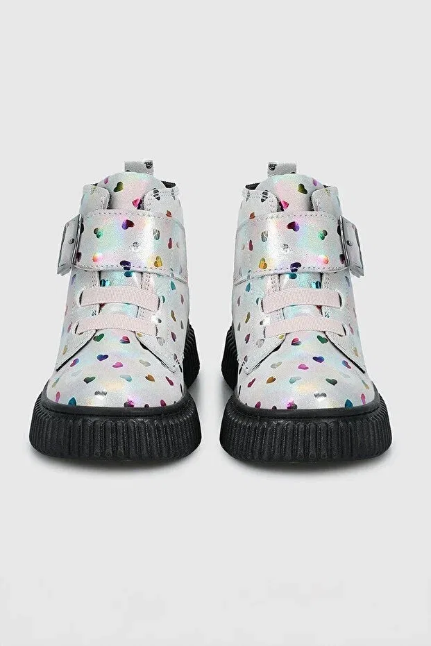 Детские ботинки для девочек с принтом My Mini's Flowers Minigimin Cicileri, Light Gray-61247 — фото 4