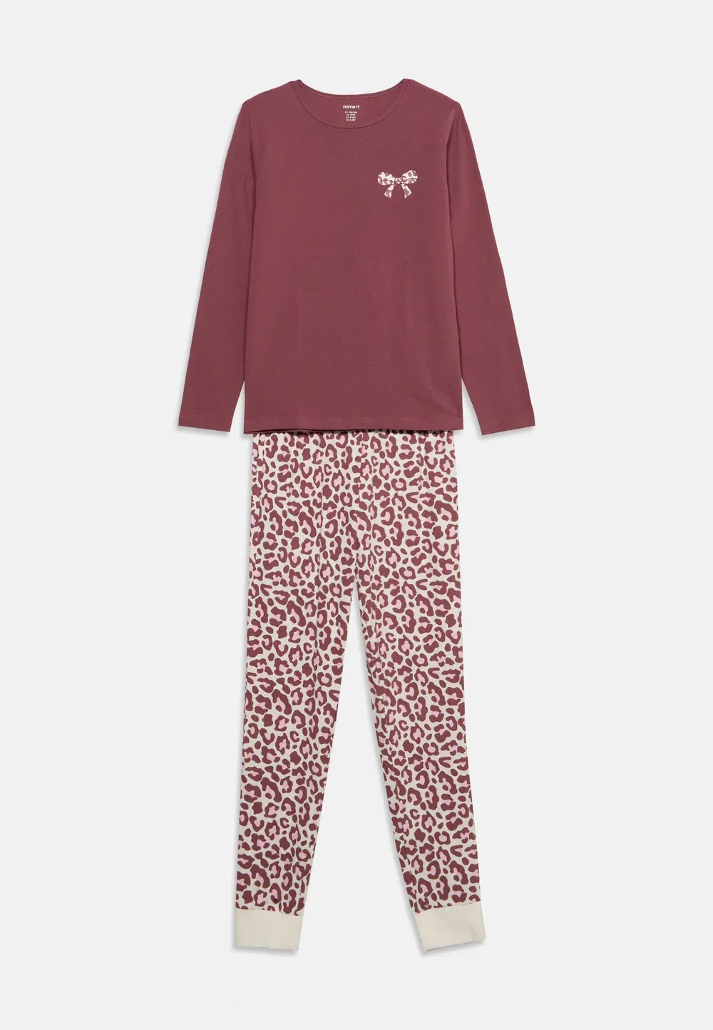 Nkfnightset комплект лео - пижама Name It, Antique Whitedetail/Wild Ginger