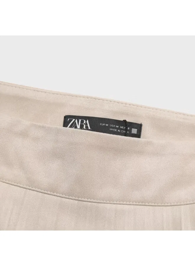 Юбка миди со складками Zara, светло-абрикосовый — фото 4