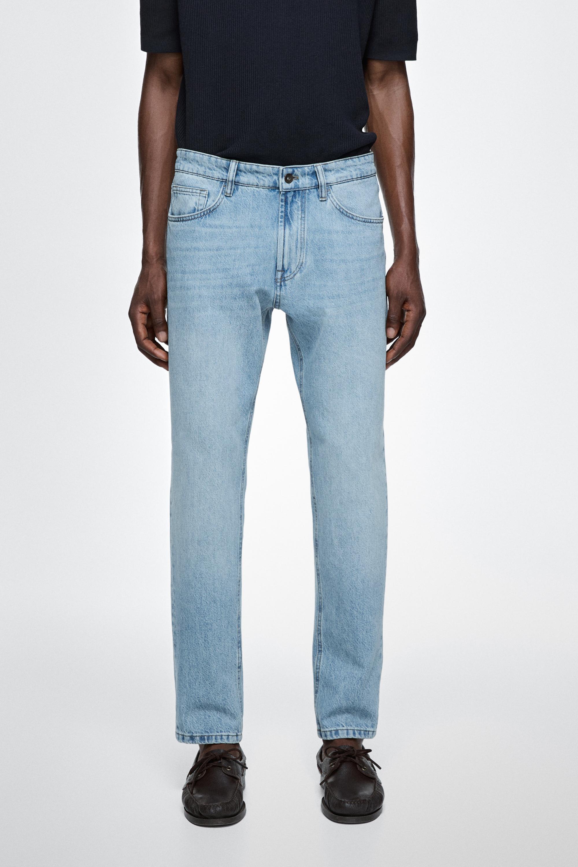 Джинсы Massimo Dutti Tapered Fit, светло-голубые