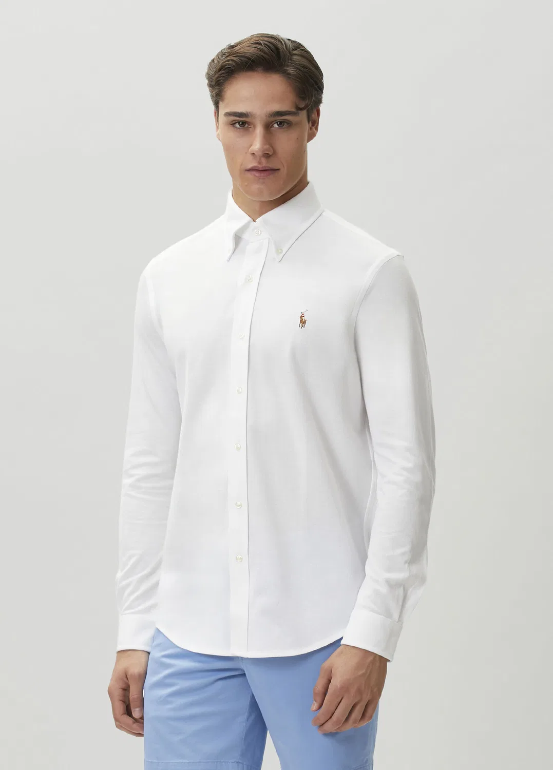 Оксфордская рубашка Mesh Regular Fit Polo Ralph Lauren, white — фото 3