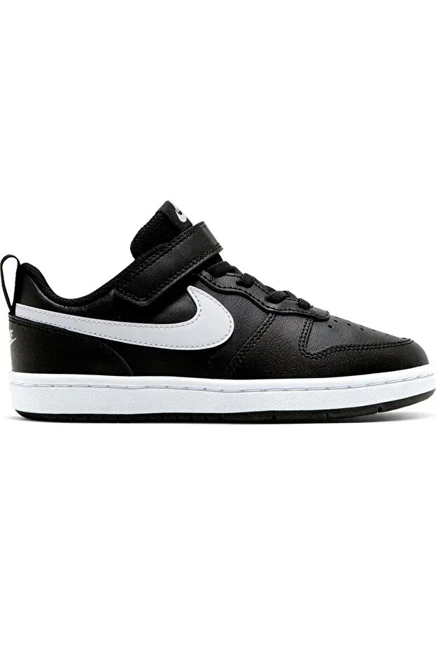 Детские кроссовки для девочек из искусственной кожи Court borough low 2 (psv) kids black running shoes - bq5451-002 Nike, Black