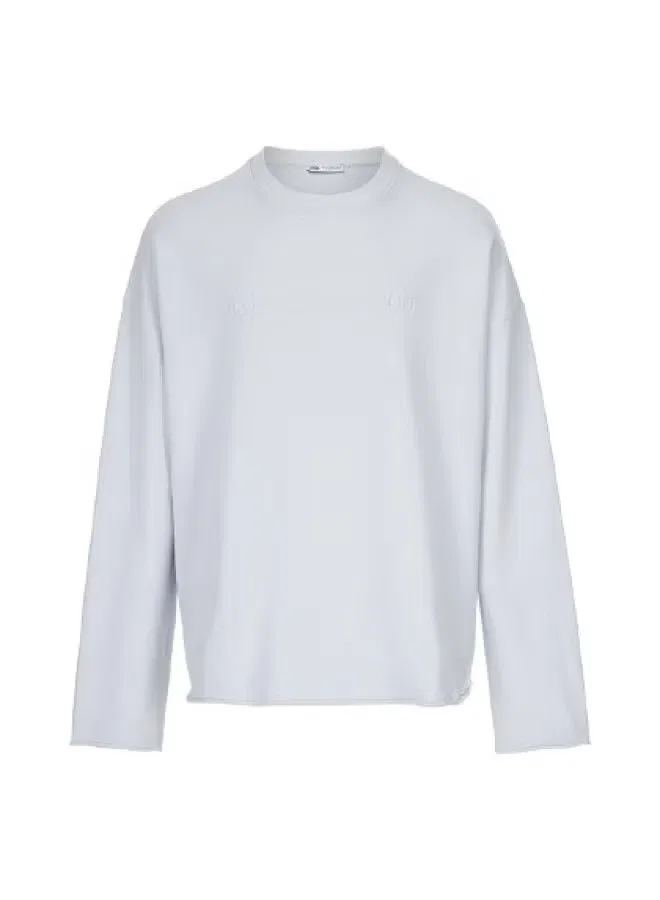 Свитшот с подвернутыми краями хлопковый Zara, бело-голубой