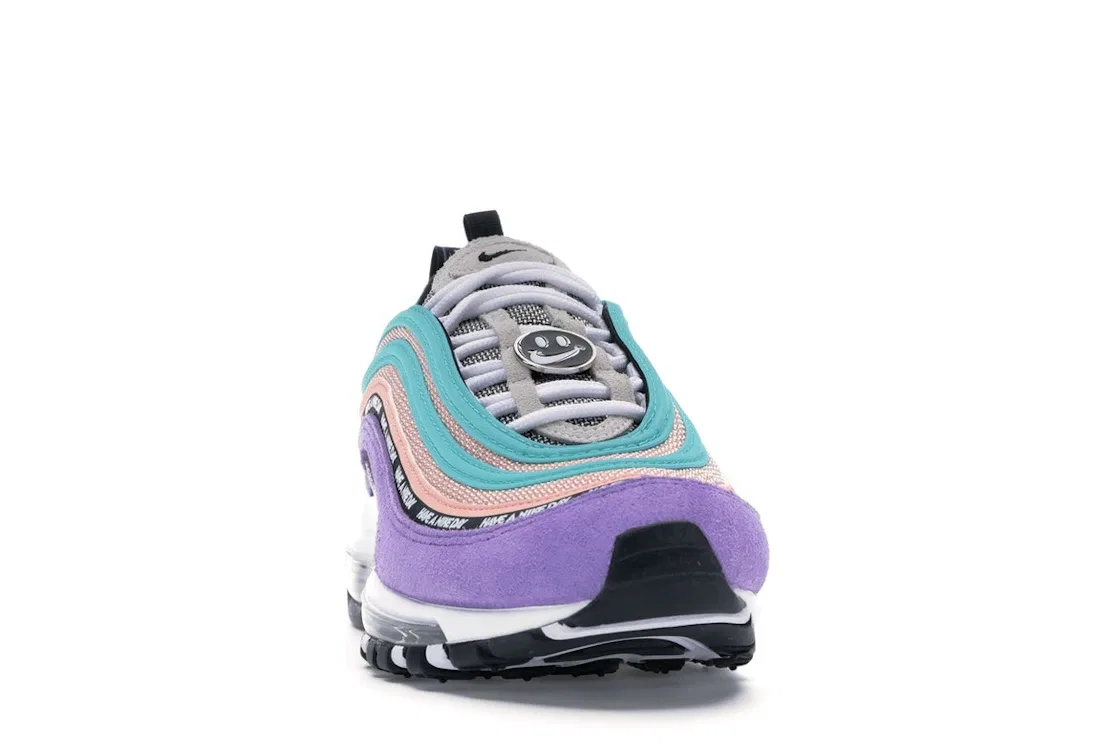 Детские кроссовки с многоцветным верхом Nike Air Max 97 Have a Nike Day, Space Purple/White-Black-Bleached Coral — фото 2