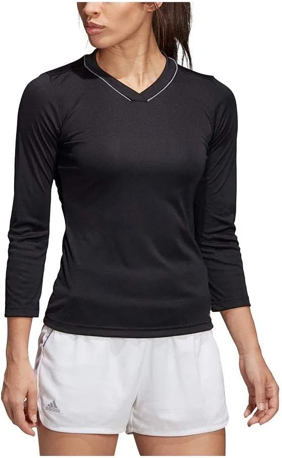 Женская теннисная футболка с V-образным вырезом Club 3/4 рукава adidas, Black — фото 3