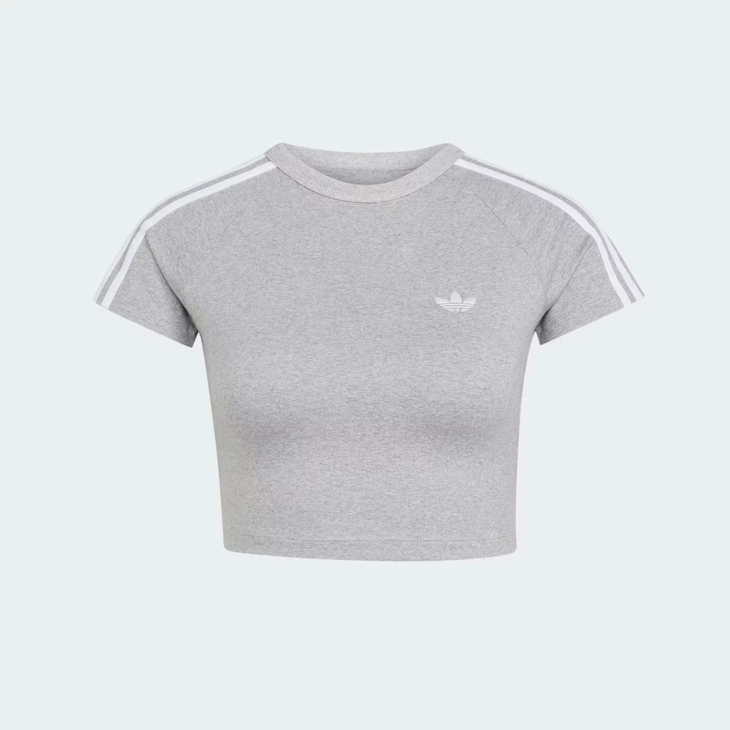 Женская футболка облегающего кроя SST Baby Tee Adidas Originals, серый меланж/белый — фото 4
