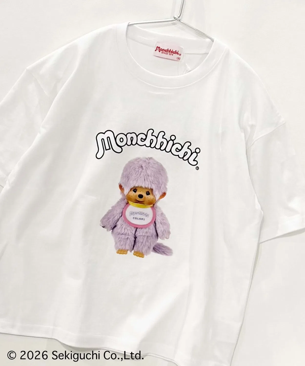 Детская футболка оверсайз с принтом Monchhichi SHISKY, Белая