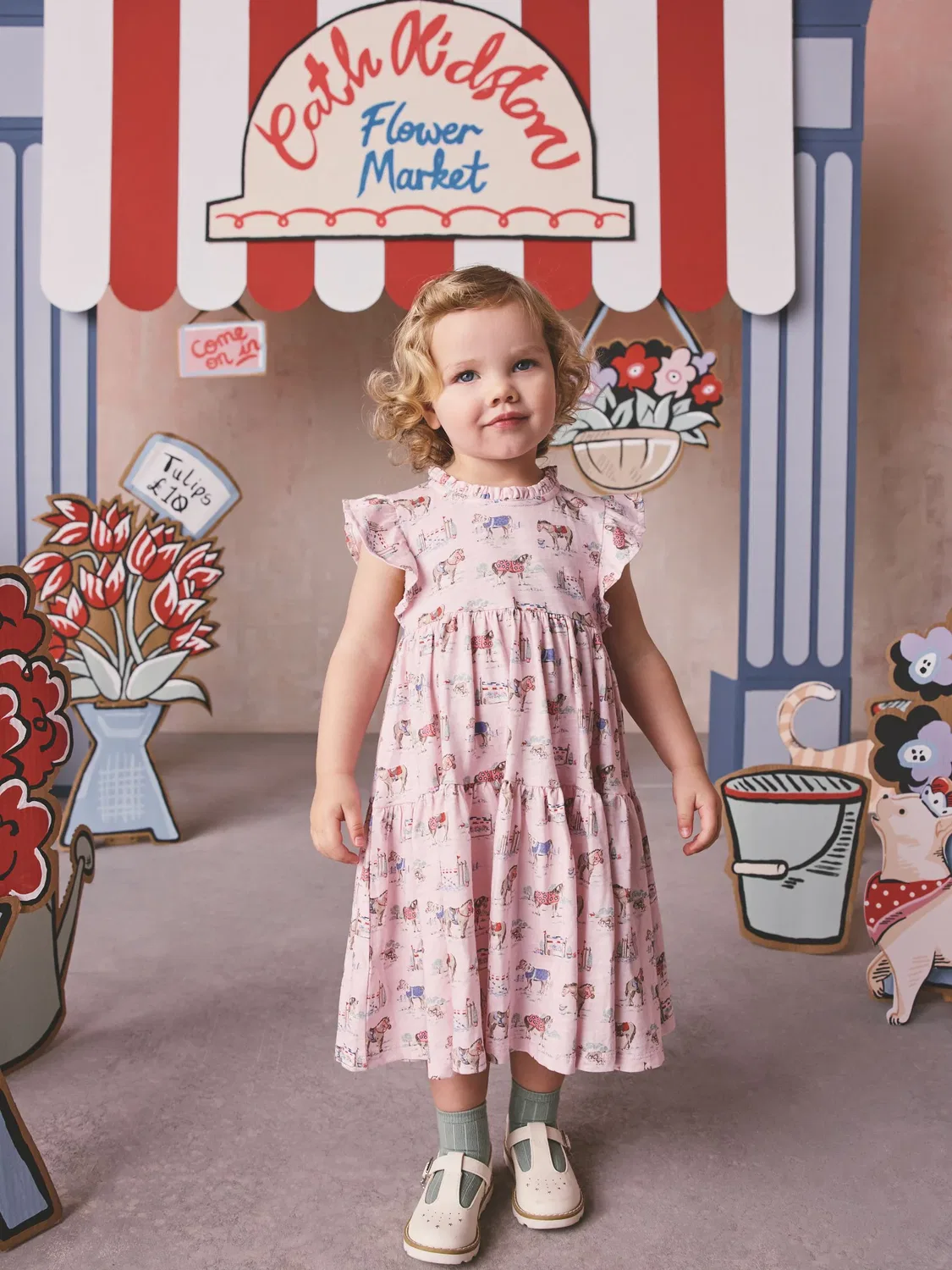 Платье ярусное из джерси, Cath Kidston Next, розовый