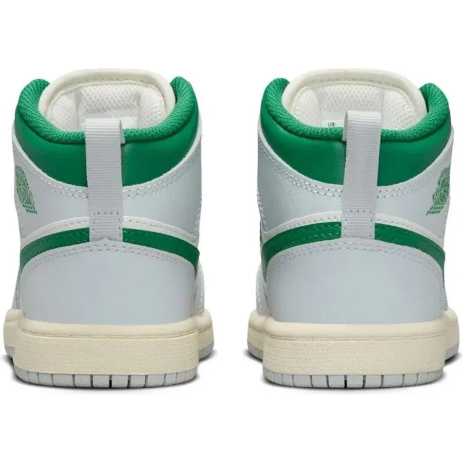 Кроссовки с кожаным верхом Nike Air Jordan 1 Mid Ps Leather Unisex Sneaker, Бело-зеленый — фото 4