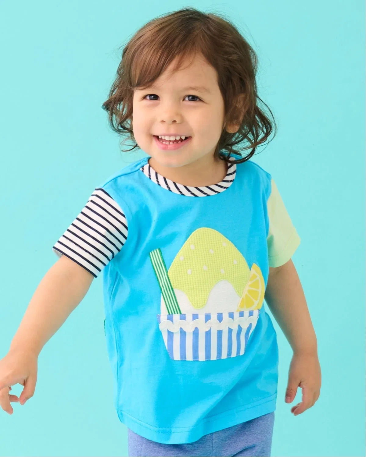 Детская футболка с принтом Tシャツ Baby Cheer, Turquoise Blue