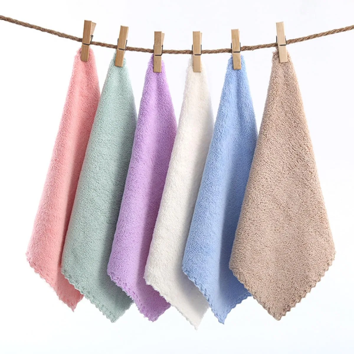 Набор полотенец для лица, 12 шт, Polyester, Housoutil, 30x30 см, Белый — фото 2