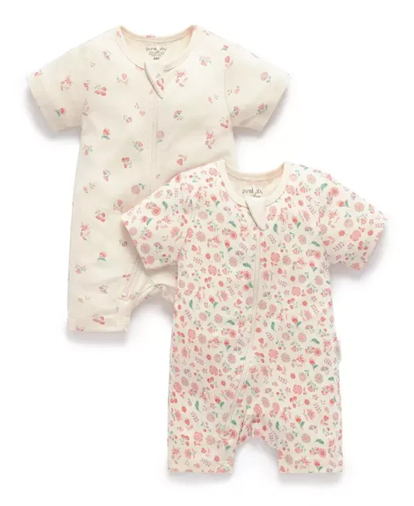 Детский комбинезон-боди с коротким рукавом 2 шт Purebaby, Emilia Print