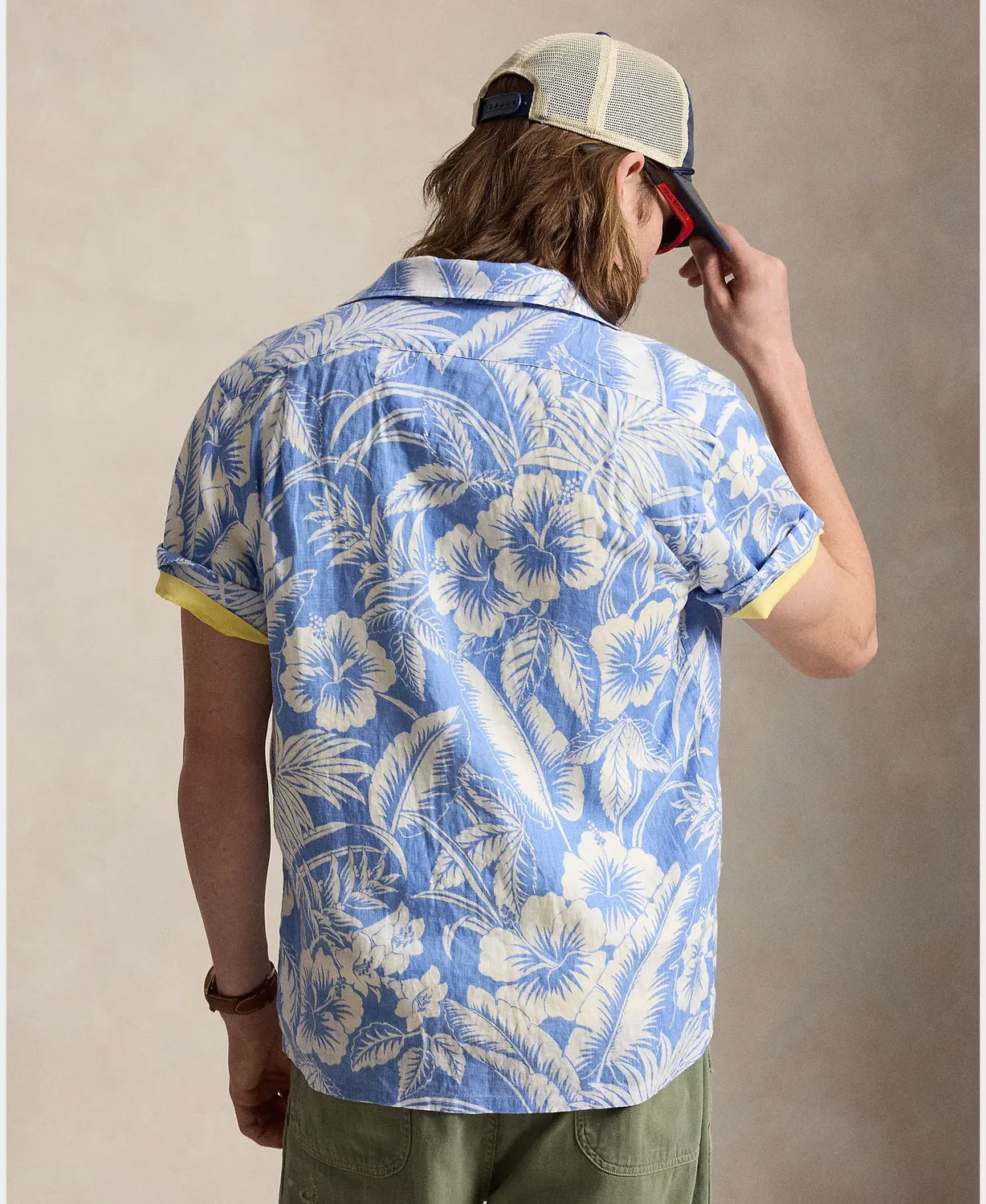 Мужская рубашка с коротким рукавом с принтом Polo Ralph Lauren, Azul Claro — фото 2